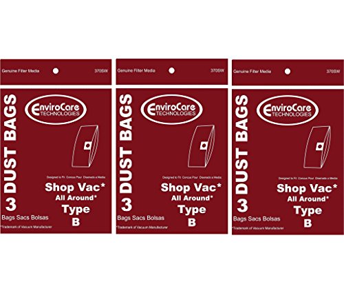 EnviroCare 9 ShopVac Type B #9066800 2-Gallon Wet/Dry Vacuum Bags 906-68-00 Shop Vac