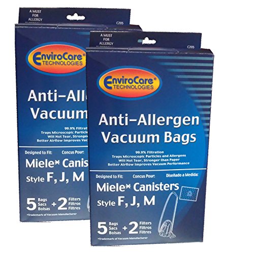 EnviroCare Replacement Vacuum Cleaner Bags Designed to fit Miele Canisters Style F J M 10 Bags with 4 Filters