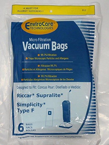 Vacuum Cleaner Bags Envirocare Brand Vacuum Bags Simplicity Type F / Riccar Supralite (2 x 6 Packs)