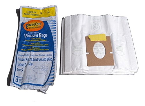 Hoover Futura,Spectrum & Windtunnel Type S Canister Vacuum Microlined Regular Paper Bags 3 PK # 109