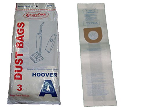 3 Hoover Type A 4010100A 1-ply Vacuum Bags 43655010, 4010001A, 4010324A, Bissell Style 32018