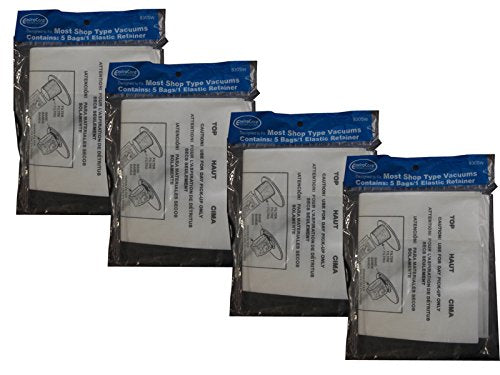 EnviroCare 20 ShopVac 1 Gallon Wet/Dry Shop Vac Vacuum Bags with Elastic Retainer 90101, 90107
