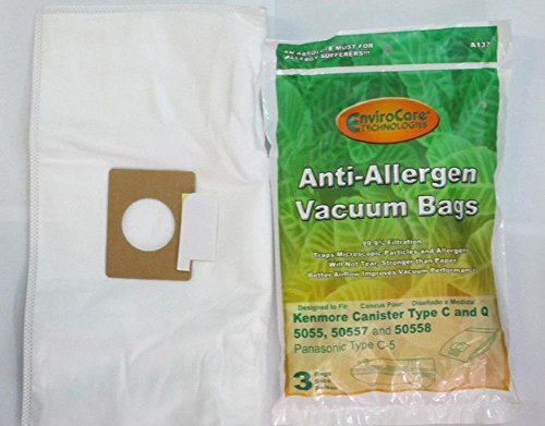 Vacuum Cleaner Bags 6 Kenmore Canister Allergen Cloth Vacuum Bags Fits C, Q, 50558, 50557, 5055,