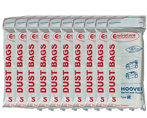 50 Hoover Type R Sprint, Tempo, Allergy Vacuum Bags, Sprint, Tempo, Hornet, PortalPower II, PTP II Vacuum Cleaners, 4010063R, H-4010063R, 43655095