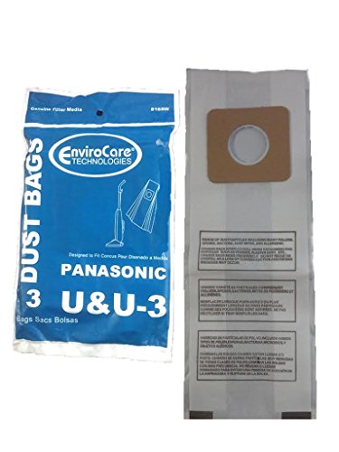 3 Panasonic U, U-3 & U-6 Single Ply Upright Vacuum Cleaner Bags MC-V145M, MC-115P, MC-V5000 -V5099, MC-V7300 - V7399, MC-V6200 - V6299
