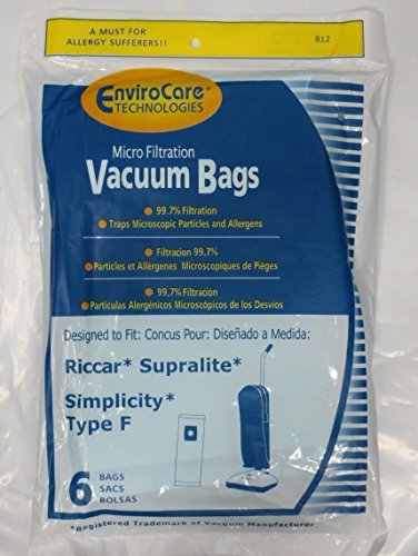 ANDRWW Envirocare Brand Vacuum Bags Simplicity Type F/Riccar Supralite (2 x 6 Packs)