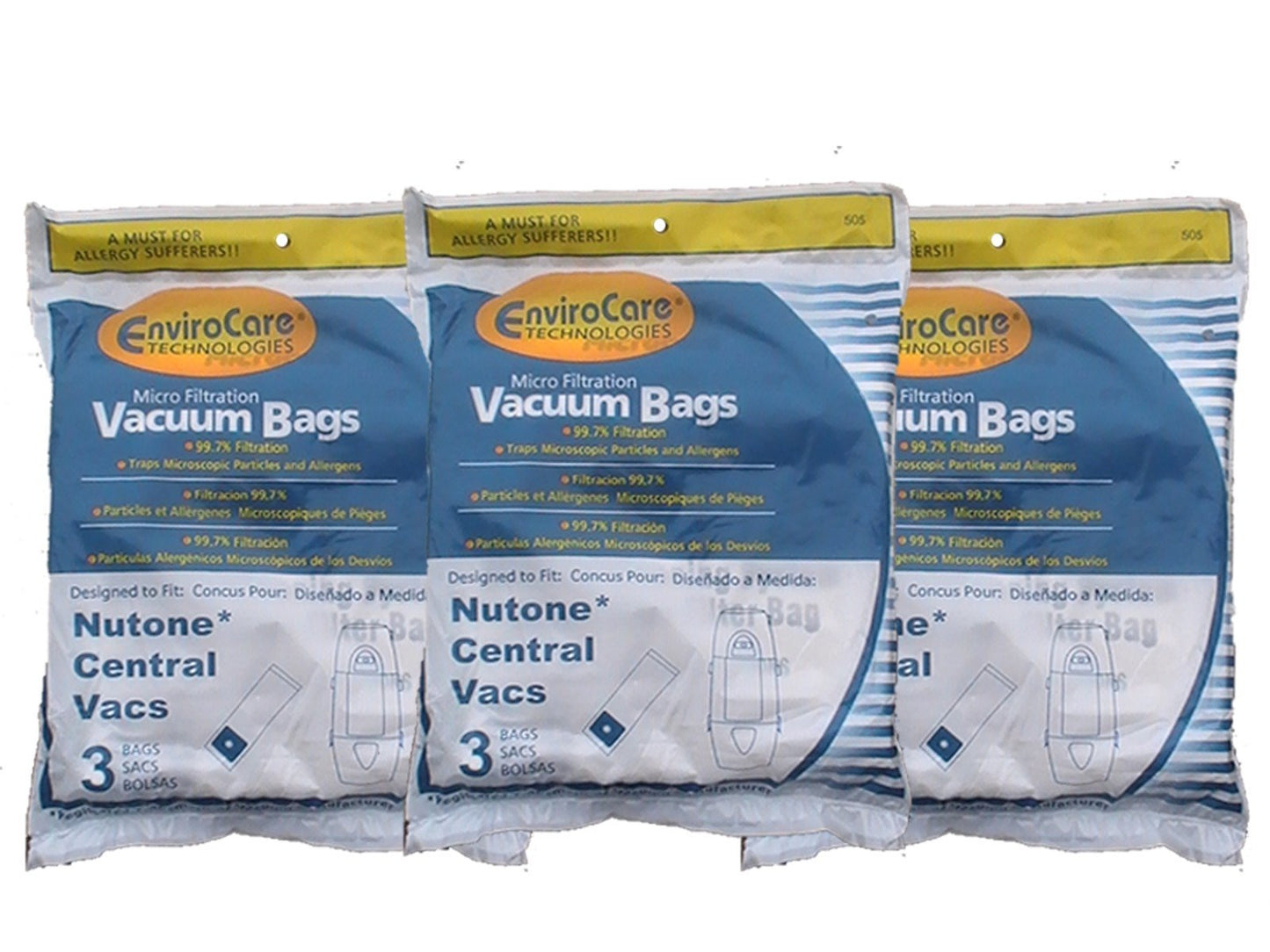 9 Central Vacuum Cleaner bags For Nutone Broan Cyclovac Dynavac Easyflo Eureka Filteraire Frigidaire Housekeeper/Rittenhouse Husky Miami Carey Singer Smart Soluvac Vacuflo 391, CF3918, 110025, 110056, Nutone-391, 44186 6 gallon