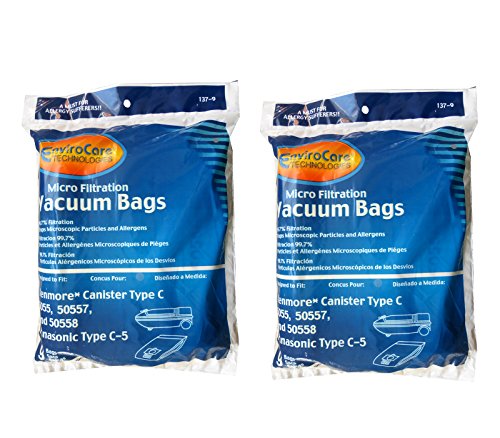Envirocare 137-9 Micro-Filtration Vacuum Bags for Kenmore Canister Type C and Panasonic Type C-5, 18-Pack