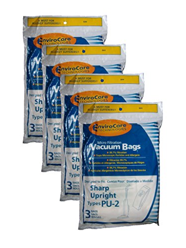 12 Sharp Style PU-2 Upright Vacuum Cleaner Bags (3 Pack)EC-03PU2 EC03PU2