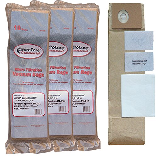 30 Advance Spectrum Clarke CarpetMaster Nilfisk Commercial Upright Allergy Vacuum Cleaner Bags