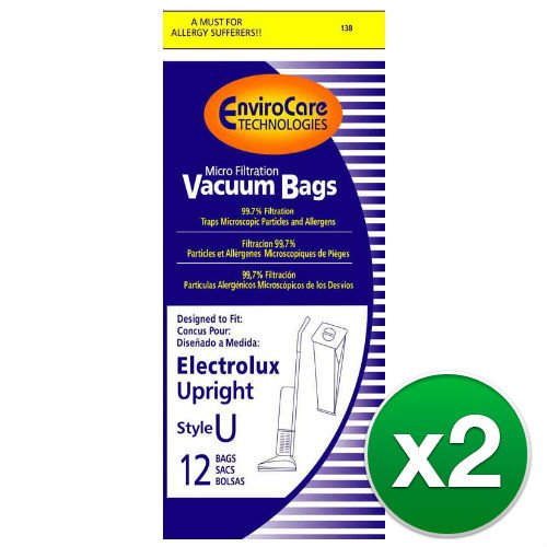 EnviroCare Replacement Micro Filtration Vacuum Bags for Electrolux Upright Style U and ProTeam Prolux, ProCare, ProForce Uprights 24 Bags