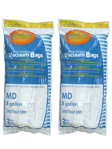 EnviroCare Replacement Vacuum Bags for Modern Day 8 Gallon Central Vacuums 6 Pack