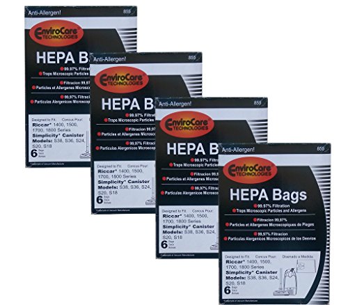 24 Riccar Simplicty HEPA Canister Replacement Vacuum Bags RHH-6 C19-6 SHH-6 S8-6 C19-6