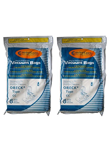 Replacement Part For Oreck High Efficiency Paper Vacuum 16 Bags Type CC and XL Vacuums XL7 XL21 3000 4000 8000 9000 2000 3000 4000 8000 9000 XL200S XL21 XL-9100C XL-9200 with 2 Free Belts