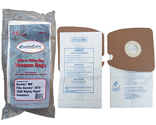 10 Eureka Style MM Commercial Bags Allergy Mighty Mite Vacuum, Canister Limited, Sanitaire Vacuum Cleaners, 3670, 3680, 3690, 602695, 60295B, 60295-12