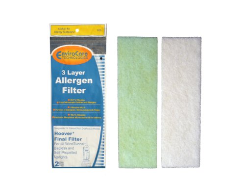 EnviroCare Premium Replacement 3 layer Final Vacuum Cleaner Filters made to fit Hoover WindTunnel Self Propelled, Bagless, Upright, Widepath, Empower, Foldaway, PowerMax Vacuum Cleaners, 2 Filters