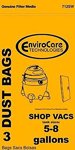 EnviroCare Replacement Vacuum Cleaner Dust Bags for Shop Vac Type E 5-8 Gallon Wet Dry Vacuums 3 pack