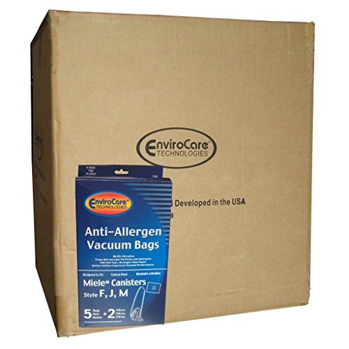 EnviroCare 60 Bags (12 pkgs) Miele F J M HEPA Allergen Canister Blue Collar Bags and Filters