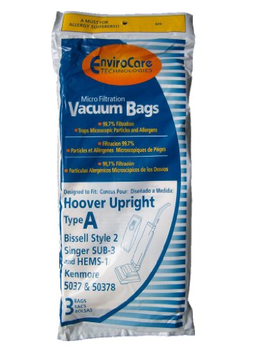 EnviroCare Replacement Micro Filtration Vacuum Cleaner Bags Designed to Fit Hoover Type A Microlined Upright Vacuums 3 pack