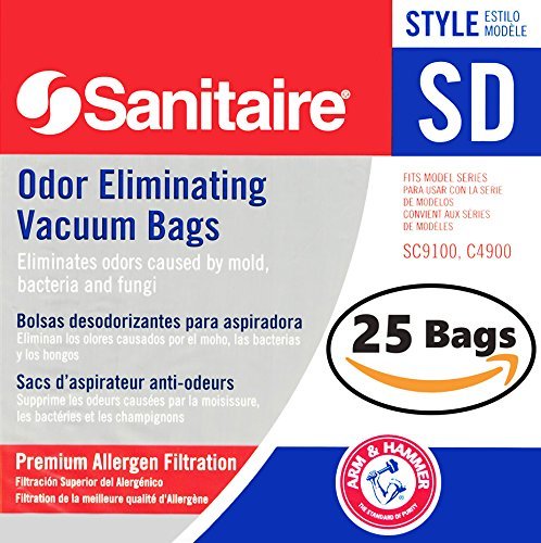 Sanitaire SD Odor Eliminating Vacuum Bags Compatible with Electrolux. 25 Pack of Genuine Professional Filters with Arm & Hammer Baking Soda. Model 63262 Fits SC9100 S9120 SC9150 SC9180 C4900