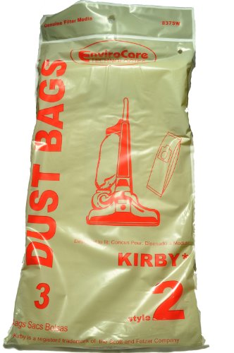 Kirby Style 2 Vacuum Cleaner Bags Fits: Heritage I, EnviroCare Replacement Brand, Designed to fit Heritage I Vacuum Cleaners, 3 Bags in Pack
