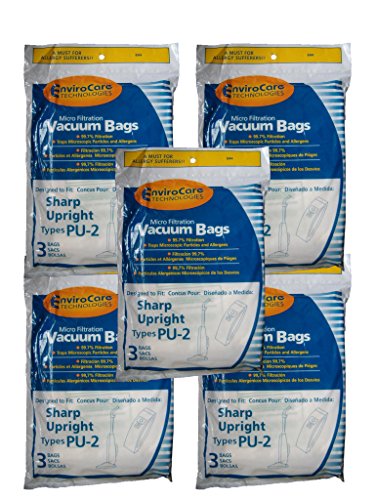 15 Sharp Style PU-2 Upright Vacuum Cleaner Bags (3 Pack)EC-03PU2 EC03PU2