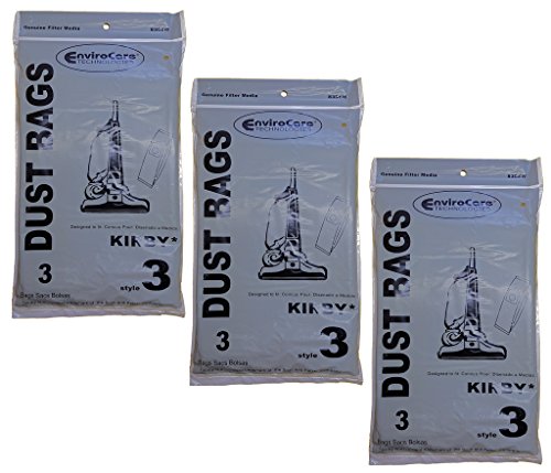 EnviroCare 9 Kirby Style 3 197289 Vacuum Bags Generation 3, G3, Heritage II, Legend, G4 G5 G6 G7 UltG DE