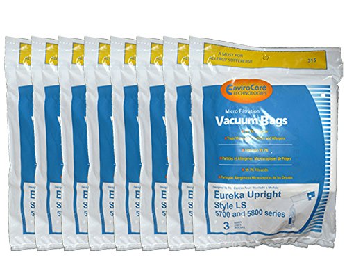 24 Eureka Type LS Sanitaire Vacuum Bags, LiteSpeed Upright, Bagged, Boss Signature Genesis, Refurb Powerline Limited, Sanitaire Commercial Vacuum Cleaners, Series 5700 & 5800, 62123 61820A, SC5815A, SC5713A