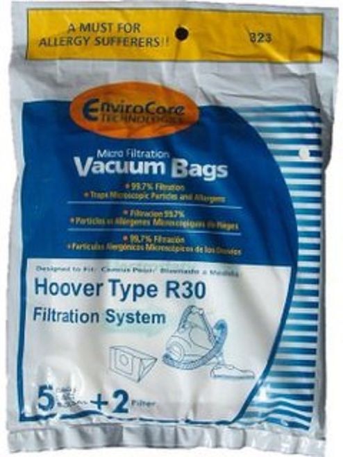 Hoover Canister Vacuum Type R-30 Paper Bags 5 Pk +2 Filter Part # 323