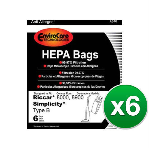 Replacement Vacuum Bag for Envirocare C15-6A / A846 (6-Pack) Replacement Vacuum Bag