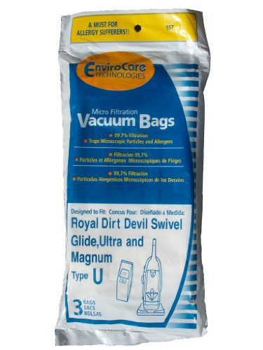 EnviroCare Replacement Micro Filtration Vacuum Bags for Royal Dirt Devil Type U Uprights 12 Pack
