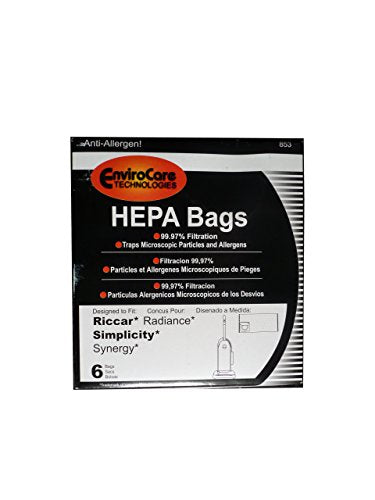 EnviroCare 6 Riccar Radiance Simplicity Synergy Style X HEPA Vacuum Cleaner Bags