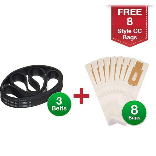 Replacement Vacuum Belt for Oreck 030-0604 w/ Free CCPK8 Vacuum Bags