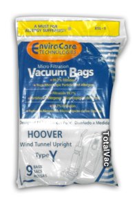 9 Hoover Allergy Vacuum Type Y Bags, WindTunnel Upright Vacuum Cleaners, 43655109, 4010100Y, 4010801Y