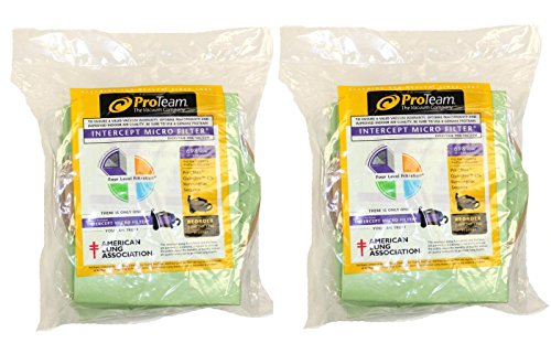 Replacement Part For ProTeam Intercept Micro Filter Bags QuietPro CN, Running Vac, Sequoia cm Vac Sequoia HP Vac (2 Pack) 20 Bags # compare to part 104544