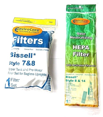 EnviroCare Replacement Vacuum Cleaner Filter Set Designed to fit Bissell Style 7/8/14 Upright Vacuums. 1 HEPA Post Motor Filter and 1 Foam Filter