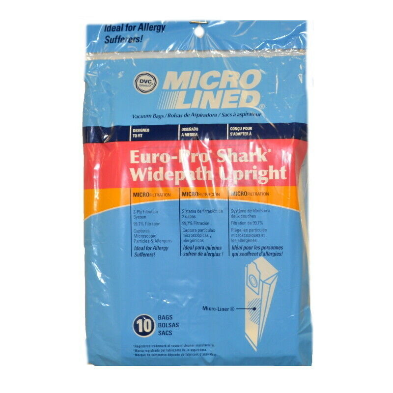 Euro-Pro Shark Widepath Micro Allergen Vacuum Cleaner Bags by DVC Made in USA