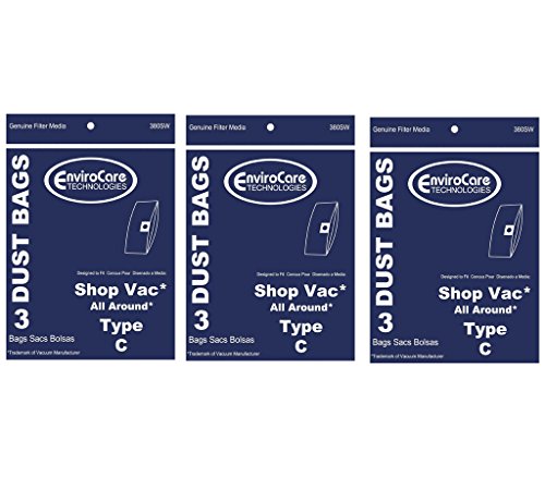 9 ShopVac Type C #9066900 Wet/Dry Vacuum Bags Shop Vac