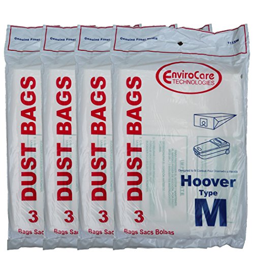 12 Hoover Dimension Canister Type M Vacuum Dust Bags, Fits all Dimension Vacuum Cleaners, HO-4010037M, 4010037M, H4010037M, 4010037, S3273, S3275, S3277, S3471, S3491, S3493, S3623