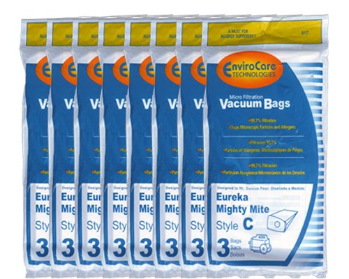 24 Eureka C Allergy Mighty Might canister Vacuum Bags, White Westinghouse, Floorshow Cleaner, Home Cleaning Systm, Commercial Vacuum Cleaners, 52318-12, 57697-12 Filteraire, 54921-10, 54021-10, VIP 9020, 3015B , 3035A, B, C, 3020BE,S3191B , S3191E
