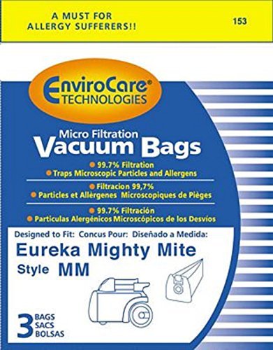 EnviroCare Replacement Micro Filtration Vacuum Cleaner Dust Bags made to fit Eureka Style MM Eureka Mighty Mite 3670 and 3680 Series Canisters 3 pack