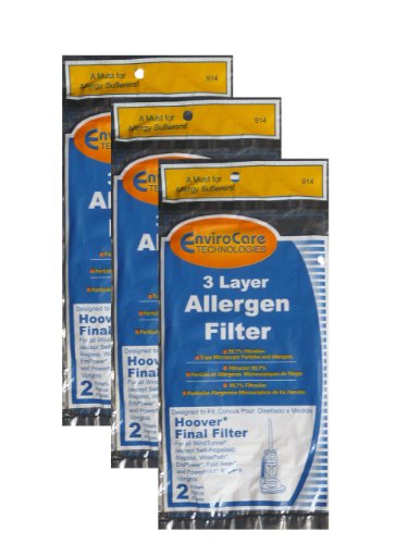 (6) Hoover WindTunnel Non Self Propelled 3 Layer Final Vacuum Filter, Bagless, Uprights, Widepath, Empower, Foldaway, Powerman Vacuum Cleaners, 40110004, 38766009, 38766007