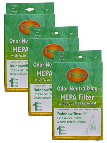 3 Rainbow Rexair Vacuum Cleaner HEPA Allergy Exhaust Filter #R7292, #R12107B for E2 E Series models