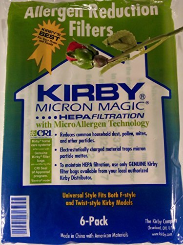 Kirby 204814G (Genration 4/ 13 Hepa Filteration Upright Vacuum Cleaner Microallergen Plus 6 Pack Paper Bag)