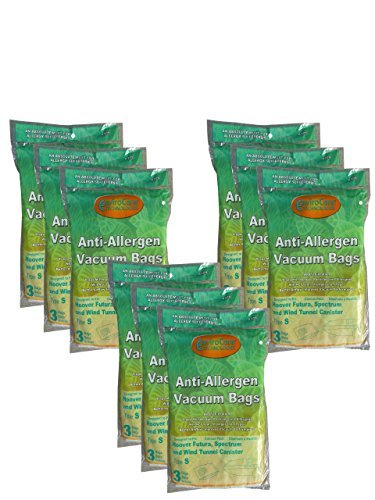 27 Hoover HEPA Windtunnel Allergy Vacuum Type S Bags, Futura, Spectrum, Power Max Vacuum Cleaners, 43655097, 4010064S, 4010344S, 43655093, 4010100S by EnviroCare
