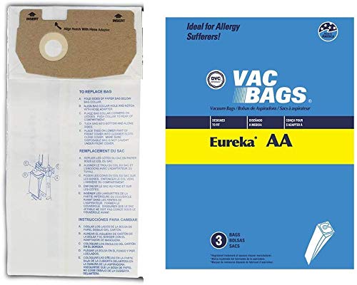 DVC Vacuum Bags Style AA Fit Eureka Victory, True, Whirlwind Models 4100, S4170, 4300, 4386AT, 4400, 4478AT, 4600, 5180 and Sanitaire S4170AT, SC4570, SC4570AT, SC4570AT-1, SC4580 | 3 Vacuum Bags