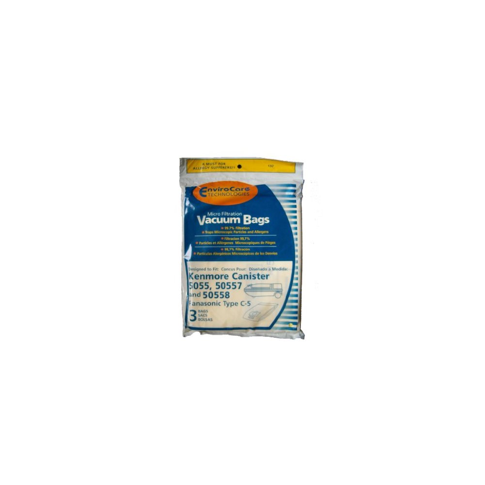 EnviroCare Replacement Micro Filtration Vacuum Cleaner Dust Bags made to fit Kenmore Canister Type C or Q 50555, 50558, 50557 and Panasonic Type C-5 6 pack
