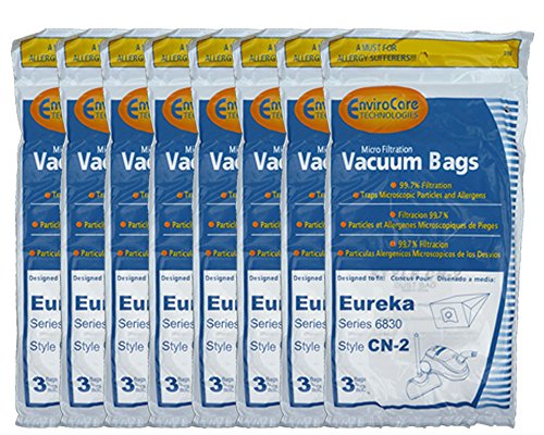 24 Eureka CN-2, CN2 Vacuum Bags by Envircare Series 6830, Power Team, Canister, General Electric Vacuum Cleaners, 61990A, 61990, 6830, 6831, 6833, GE6830, GE 6830