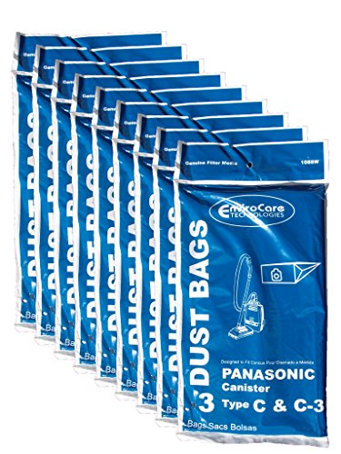 27 Panasonic Type C C-3 C3 Allergy Vacuum Bags, Canisters Vacuum Cleaners, MC-125P, MC125P, MC771, MC772, MC8310, MC8320, MC8330