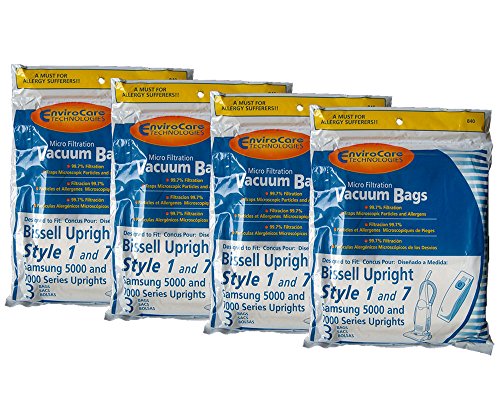 12 EnviroCare Replacement Vacuum Bags for Bissell Style 1, 4 & 7 Samsung 5000 7000 Uprights #30861